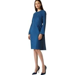 Tocca Navy Blue Long Sleeve Wool Sheath Dress Womens 10